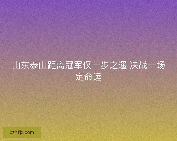 山东泰山距离冠军仅一步之遥 决战一场定命运
