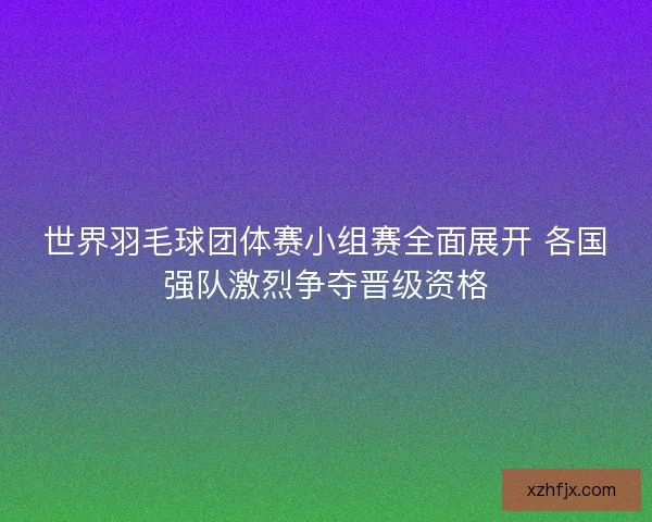 世界羽毛球团体赛小组赛全面展开 各国强队激烈争夺晋级资格
